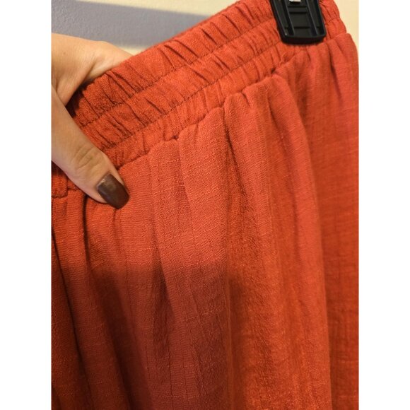 Casa Donna Red Wide Leg Pants Flowy Elastic Waist Boho Festival Relaxed Sz L - Picture 3 of 7